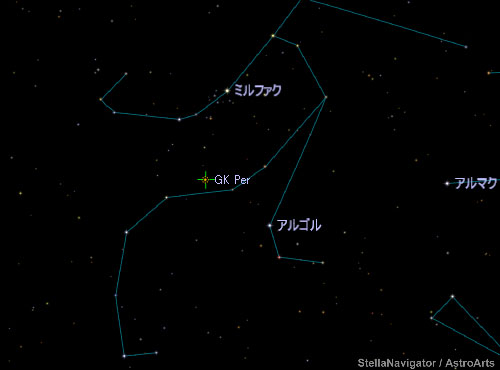 ペルセウス座GKの位置を「ステラナビゲータ」で表示