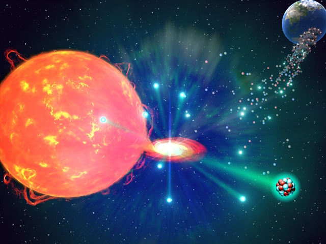 新星爆発によるリン生成から生命誕生までの概念図