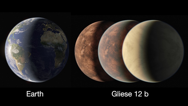 グリーゼ12 bと地球の大きさの比較