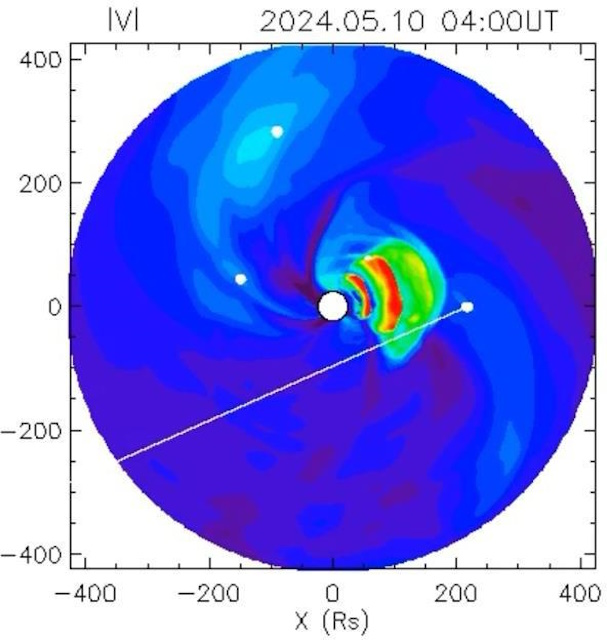 シミュレーションで再現された太陽嵐の伝搬