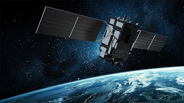 静止軌道上で稼働する「みちびき」6号機の想像図