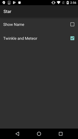 Star chart setting display (Configuration settings)