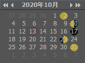 2020年10月のカレンダー